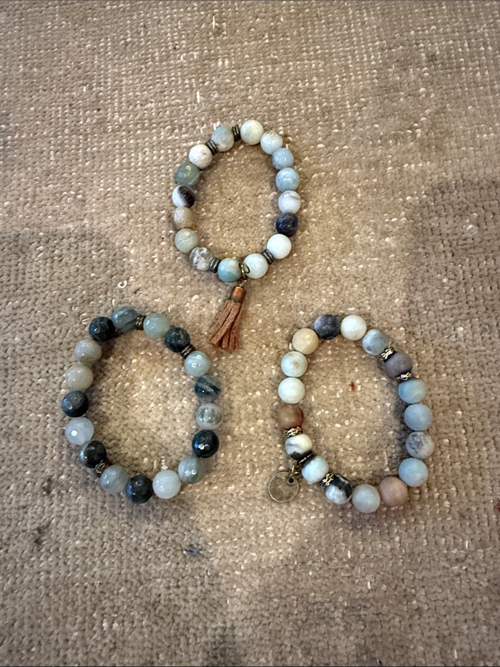 Natural Amazonite Beaded Stretch Bracelet - Multi-Color